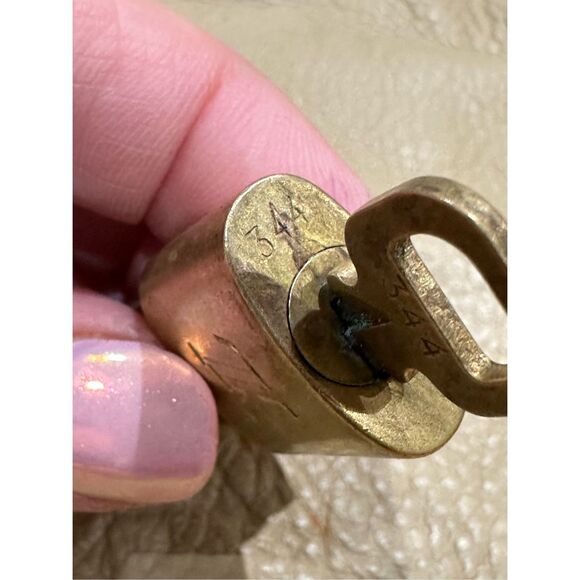 Louis Vuitton Vintage Brass PadLock & Key Lock & Key Authentic #344 - Picture 3 of 3